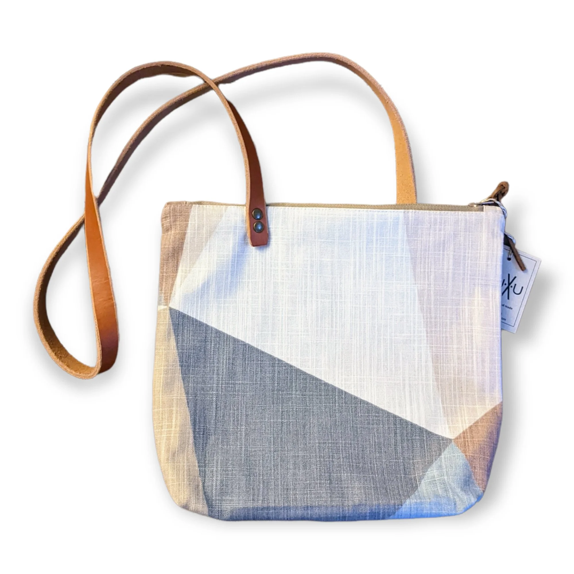 ☆MUCENT☆ Top Signature Side Patch Leather Shoulder Bag Uni Upcycled Shoulder Bab Asymmetry, with inner pocket and